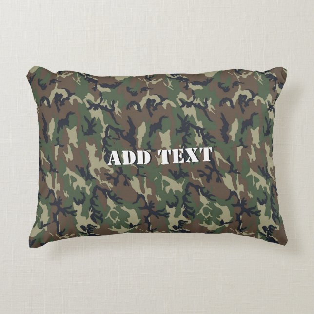 Green Woodland Military Camouflage Pattern Decorative Cushion (Front)