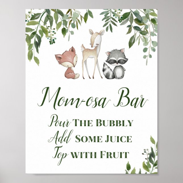 Green Woodland Table Sign - Momosa Bar Sign 8x10 (Front)