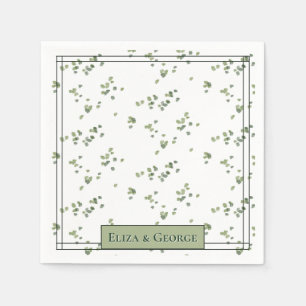 Green Woodland Theme All in One Wedding Invite Napkin