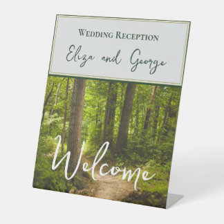 Green Woodland Theme Pedestal Sign