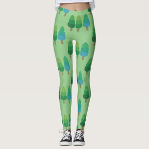 Green Woodland  Trees Thunder_Cove Leggings