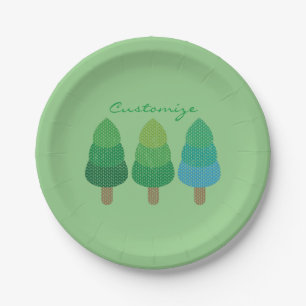 Green Woodland Trees Thunder_Cove Paper Plate