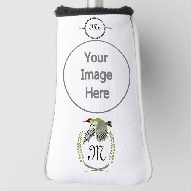 Green Woodpecker in Flight Monogram Golf Head Cover (Rotate 90)