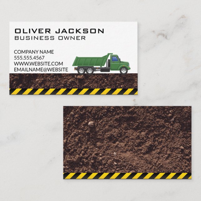 Green Work Truck Construction | Dirt  Business Card (Front/Back)