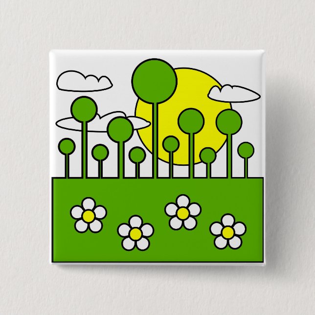 Green World 15 Cm Square Badge (Front)