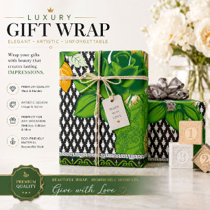 Green Wrapping Paper Designer Styles Gift-Read