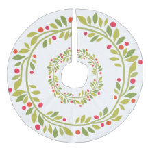 Green Wreath Matching White Christmas Tree Skirt