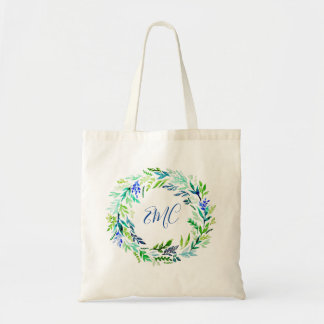 Green Wreath Monogram Tote Bag