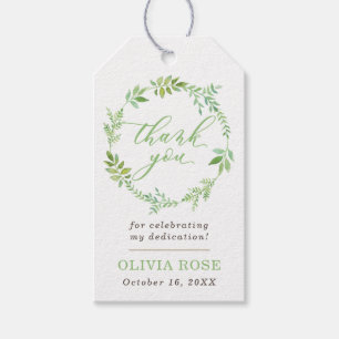 Green Wreath Thank You Tag, BOHO Gift Tags