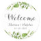 Green Wreath Wedding Welcome Stickers, Rustic Leaf