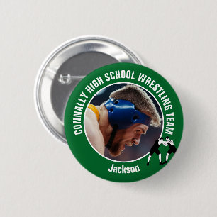 Green Wrestling Team Photo High School Wrestler 6 Cm Round Badge