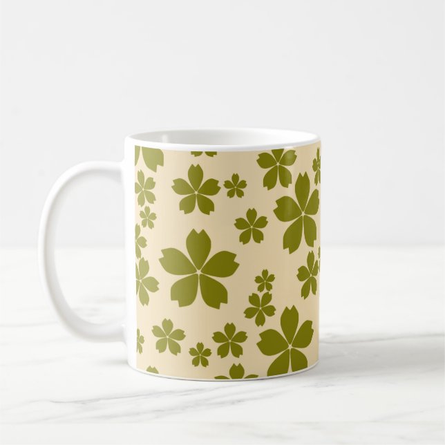 Green Y2K Wildflower Bold Retro Spring Kitchen  Coffee Mug (Left)