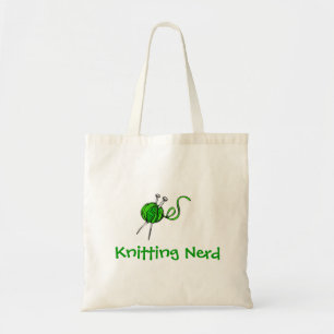 green yarn knitting needles, Knitting Nerd Tote Bag