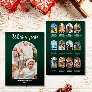 Green Year in Review Multi Photo Collage Christmas Announcement