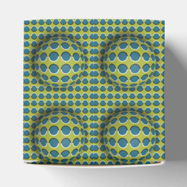 Green Yellow 3D Effect Design Pattern Favour Box (Top)