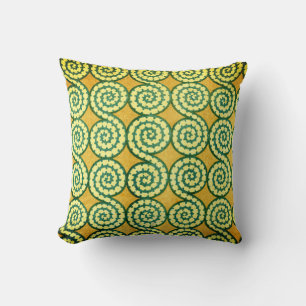 Green & Yellow Abstract Swirls Cushion