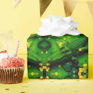 Green Yellow Alligator Crocodile Dragon Artistic  Wrapping Paper