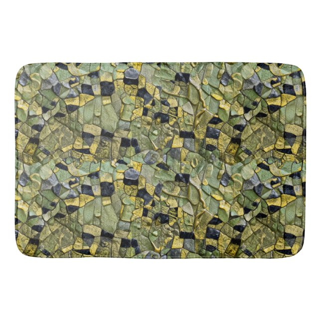 Green Yellow Alligator Crocodile Dragon Leather Bath Mat (Front)