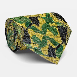 Green Yellow Alligator Crocodile Dragon Leather Tie