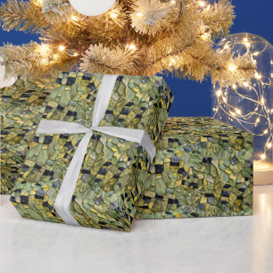 Green Yellow Alligator Crocodile Dragon Leather Wrapping Paper