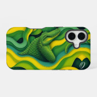 Green Yellow Alligator Crocodile Dragon Monogram