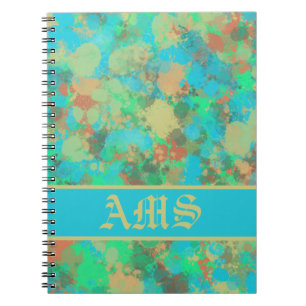 Green, yellow and blue drops abstract notebook