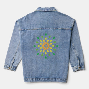 Green, yellow and orange teardrops denim jacket