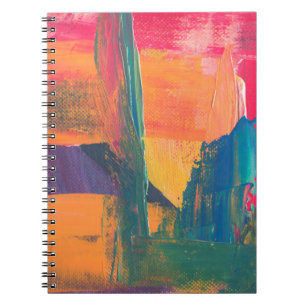 Green, yellow, and red abstract painting notebook