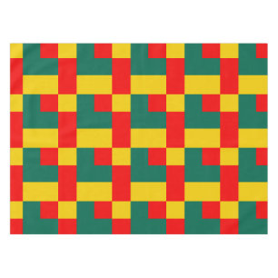 Green Yellow And Red Colour Block Print Short Tablecloth