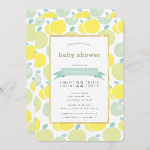 Green Yellow Apple Pattern Baby Shower Invitation