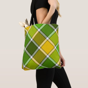 Green Yellow Argyle Tote Bag