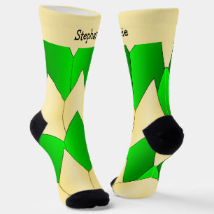 Green Yellow Art Deco Design Socks