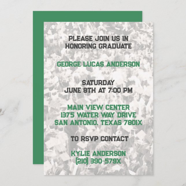 Green Yellow Athlete Player Graduation Invitation  (Front/Back)