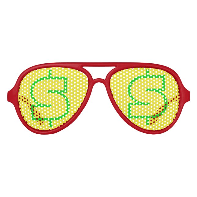 $ Green Yellow Aviator Party Shades, Red Sunglass Aviator Sunglasses (Front)