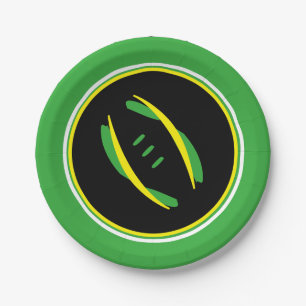 Green/Yellow/Black Artistic Football 7" Plates
