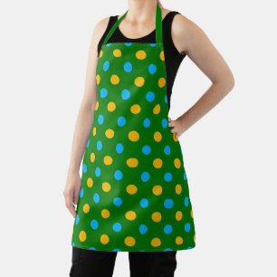 Green Yellow Black Polka Dots Design  Apron