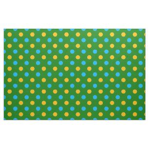 Green Yellow Black Polka Dots Design  Fabric