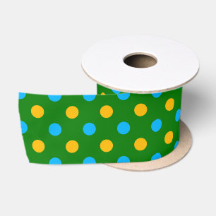 Green Yellow Black Polka Dots Design  Satin Ribbon