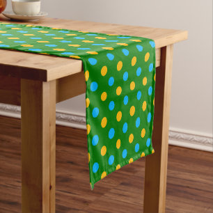 Green Yellow Black Polka Dots Design  Short Table Runner