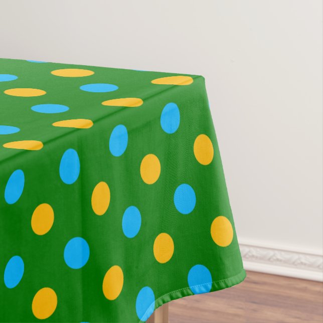 Green Yellow Black Polka Dots Design  Tablecloth (In Situ)