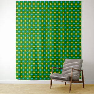 Green Yellow Black Polka Dots Design  Tapestry