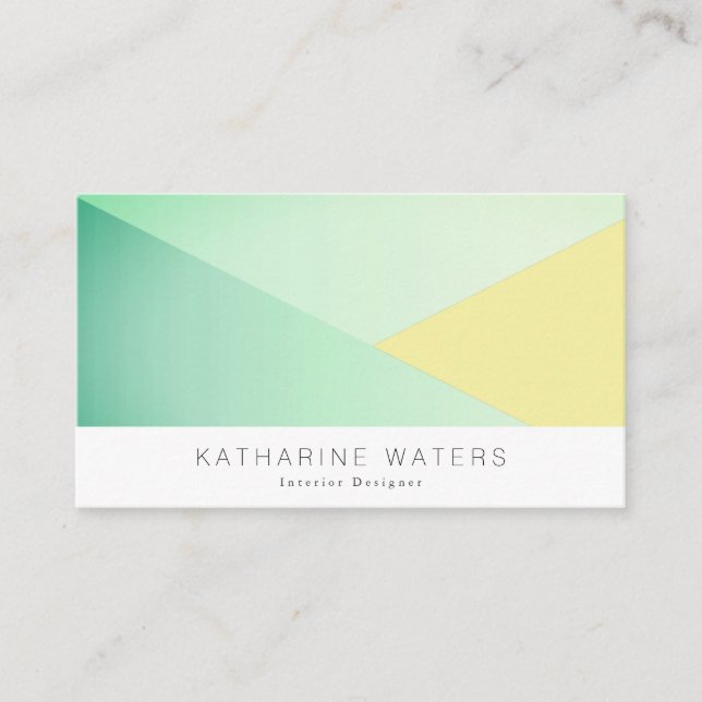Green & Yellow Blocks Modern Business Card (Front)