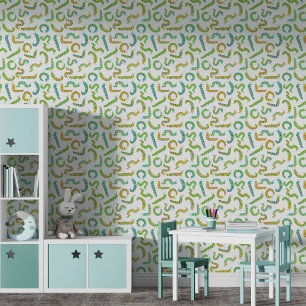 Green Yellow Blue Caterpillar Pattern Boy Nursery Wallpaper