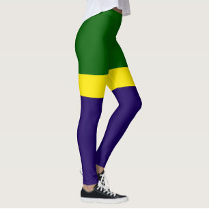 Green Yellow Blue Colour Block Style Design Leggings
