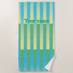 Green Yellow Blue Personalise Striped Pattern Beach Towel
