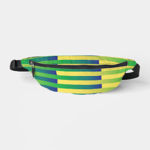 Green Yellow Blue Striped Pattern Bum Bags