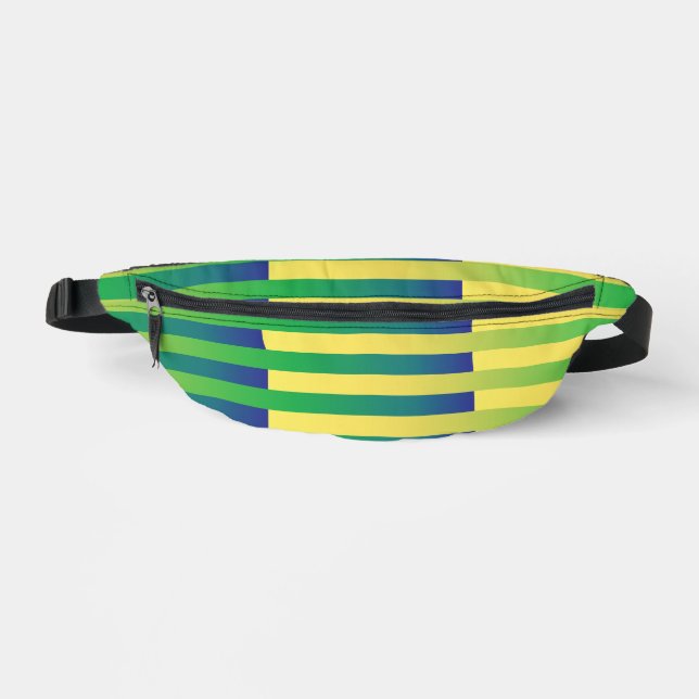 Green Yellow Blue Striped Pattern Bum Bags (Front)