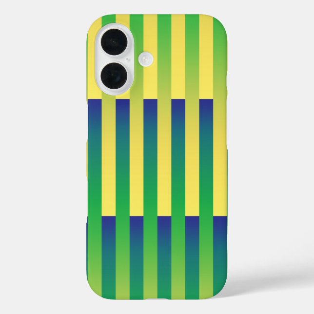 Green Yellow Blue Striped Pattern Case-Mate iPhone Case (Back)