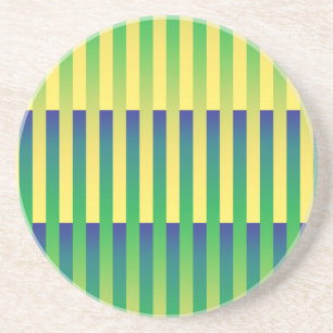 Green Yellow Blue Striped Pattern Coaster