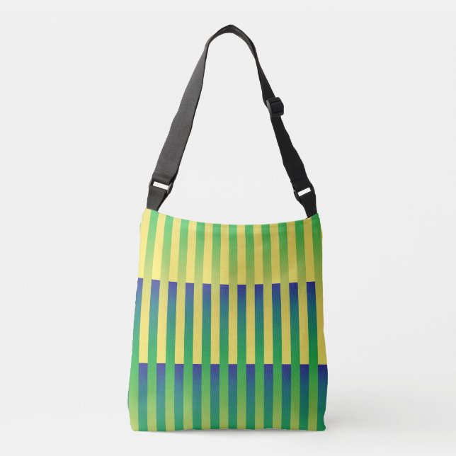 Green Yellow Blue Striped Pattern Crossbody Bag (Front)